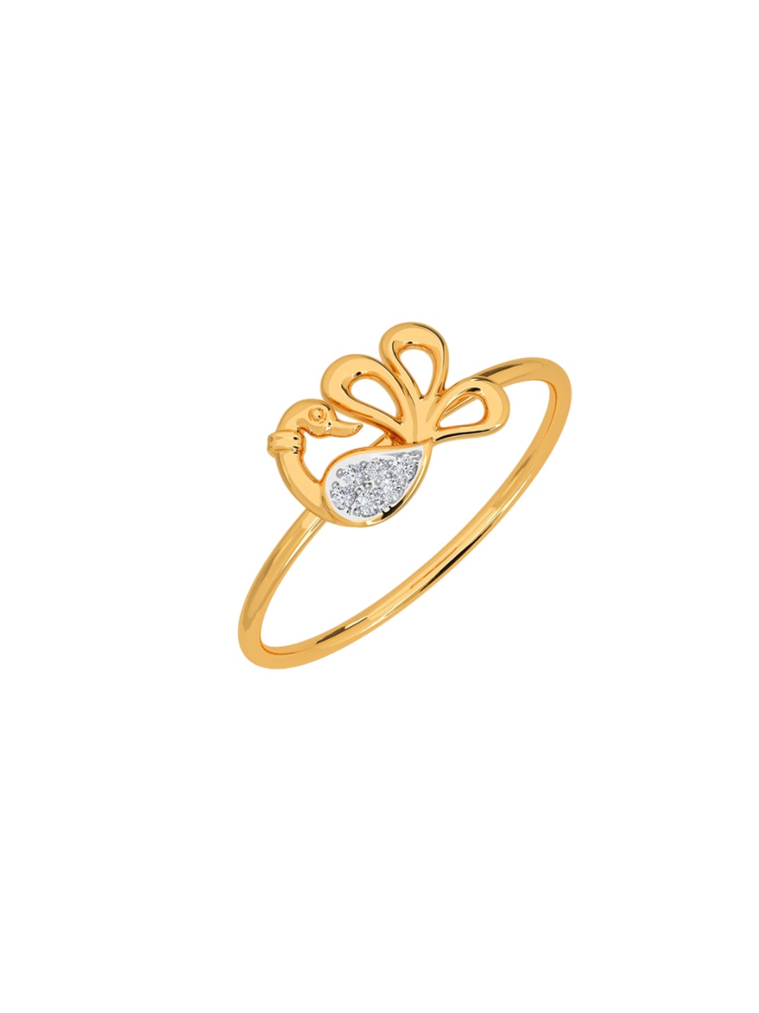 

KISNA DIAMOND AND GOLD JEWELLERY 18KT Peacock Feather Finger Ring Diamond 0.02 CT