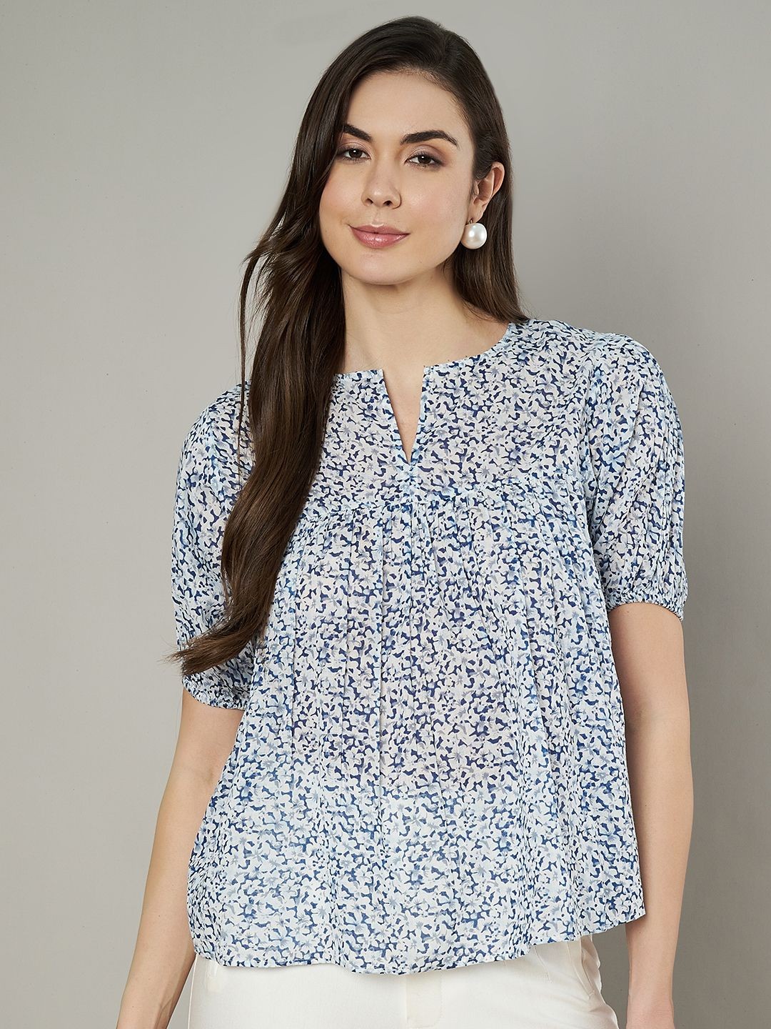 

Amagyaa Women Floral Printed Pure Cotton Top, White