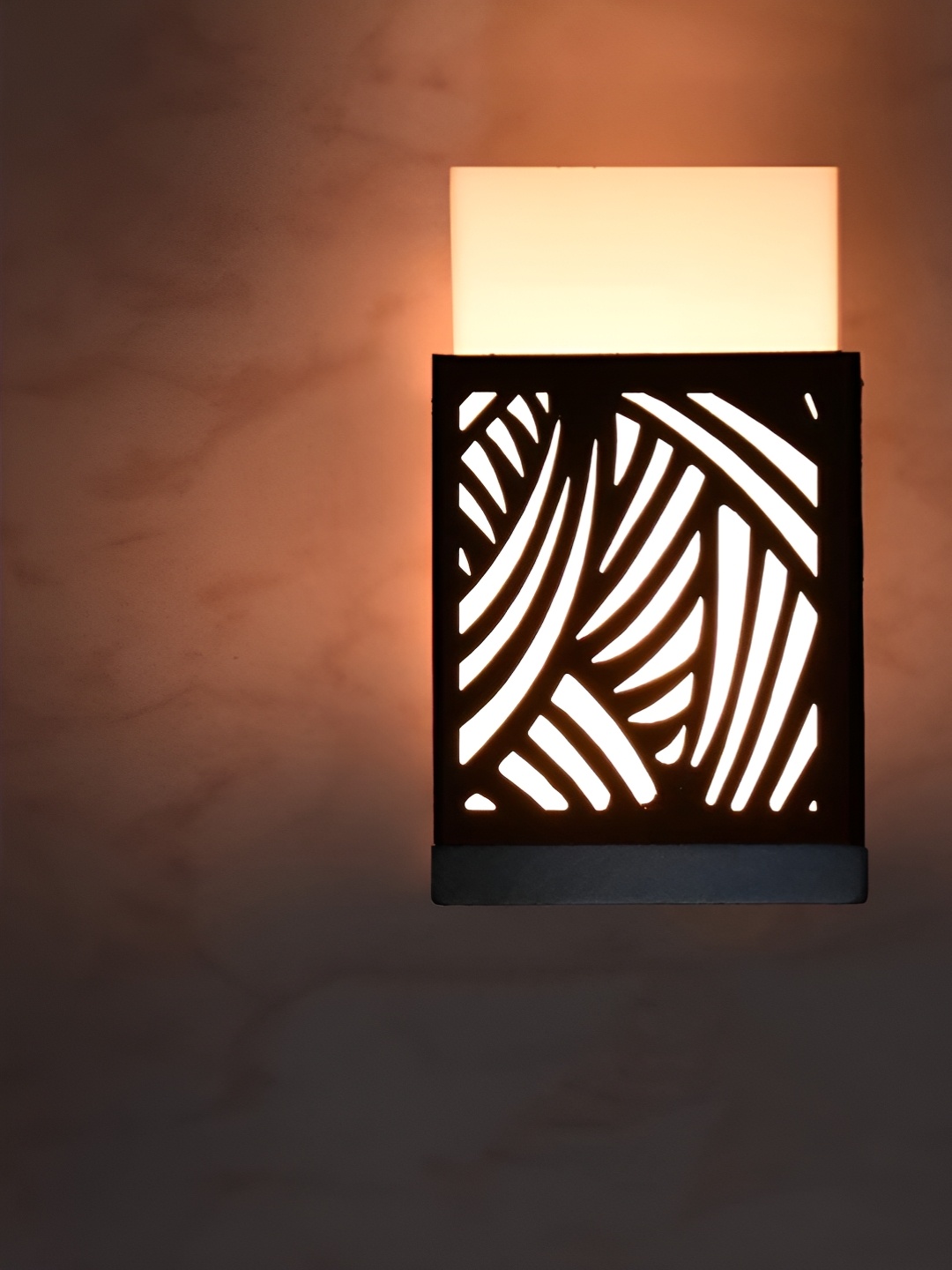 

Gojeeva Black & White Textured Contemporary Wooden Rectangle Shaped Wall Lamp