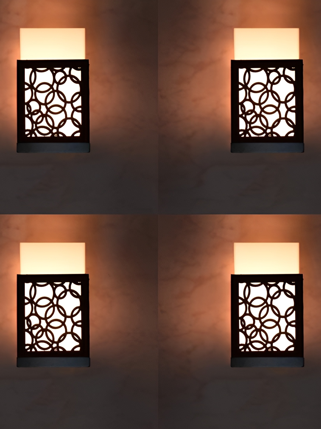 

Gojeeva Black & White 4 Pieces Textured Contemporary Wooden Rectangle Shaped Wall Lamp