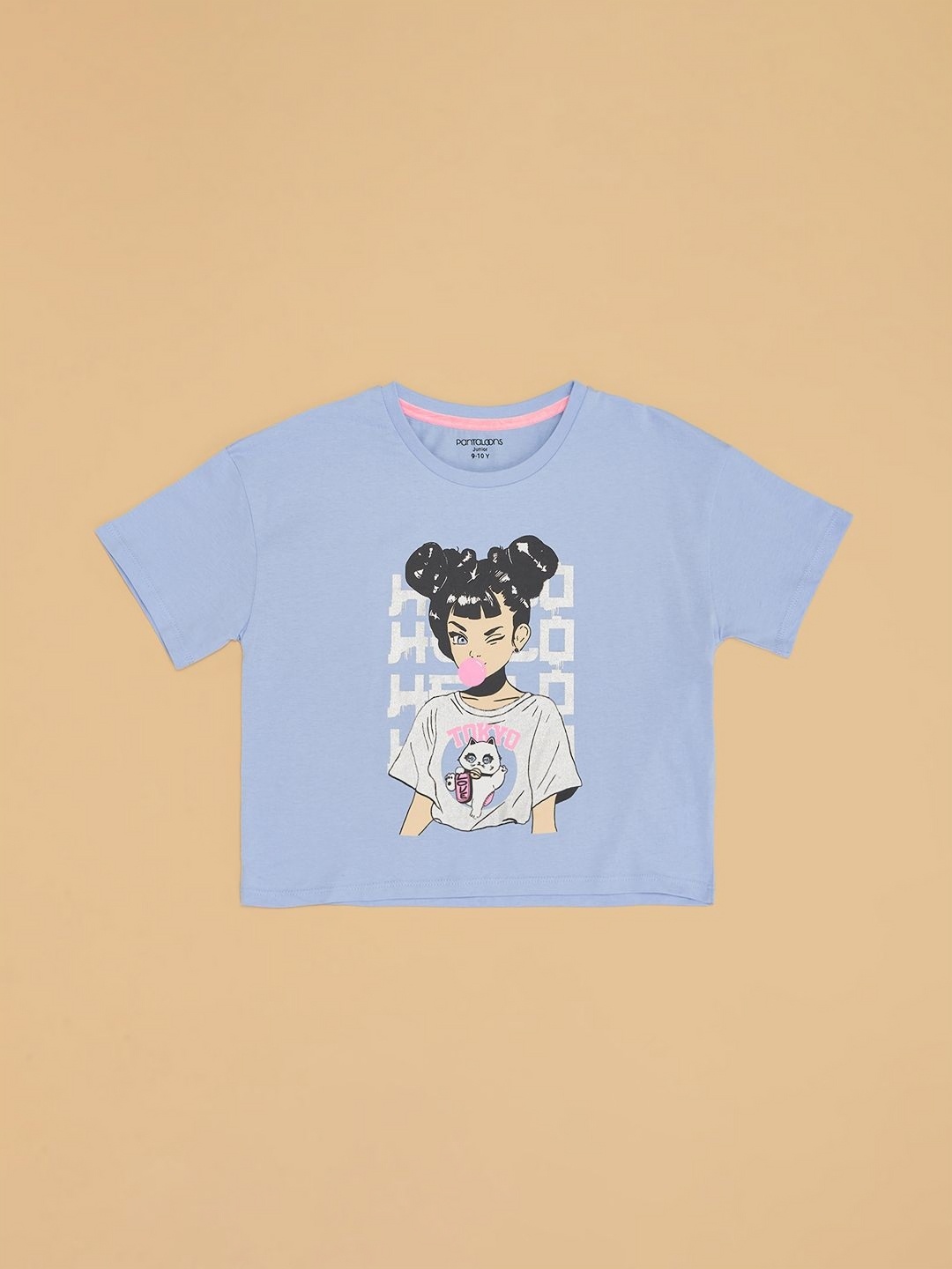 

Pantaloons Junior Girls Graphic Printed Round Neck Cotton T-shirt, Blue