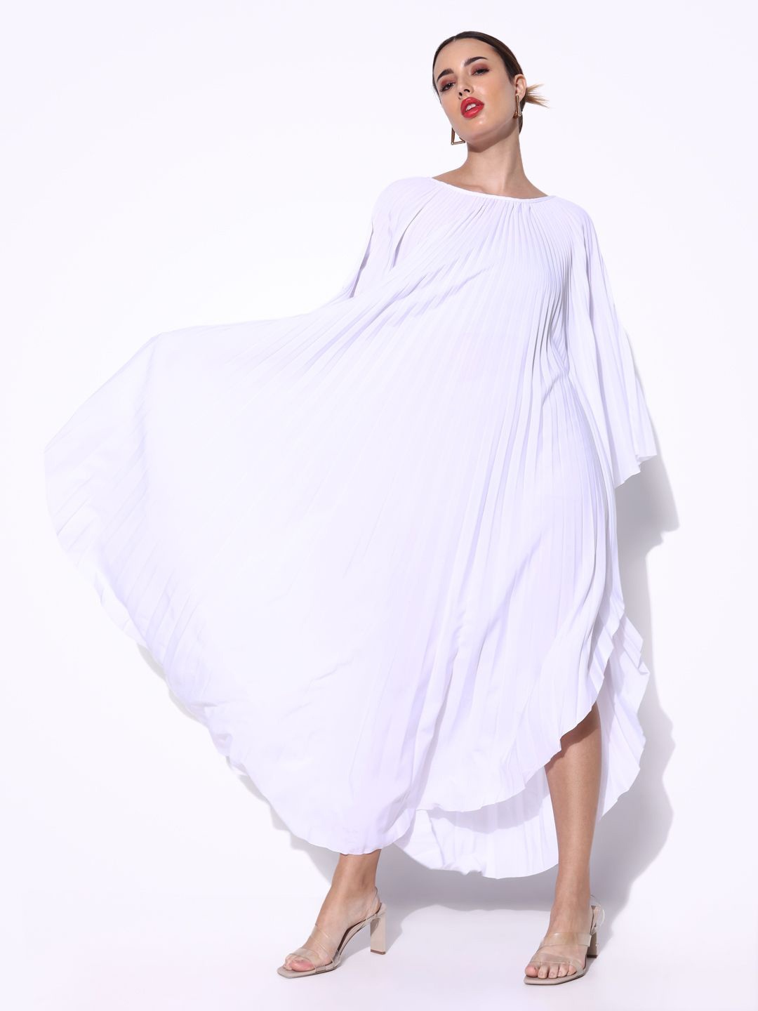 

SHOWOFF Round Neck Kimono Sleeves Maxi Dress, White