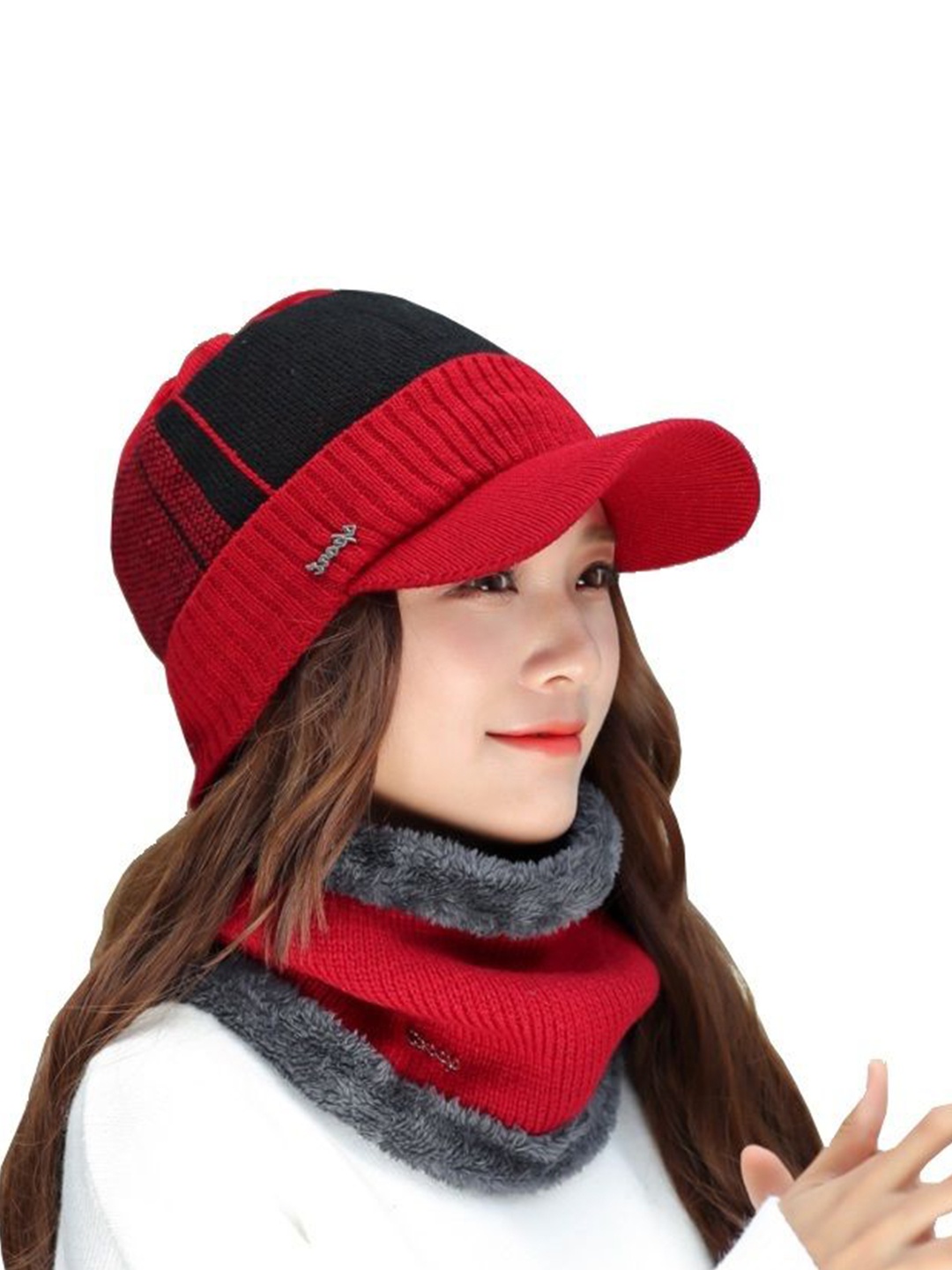 

Alexvyan Women Snow & Wind proof Wool Thermal Soft Warm Winter Beanie, Red