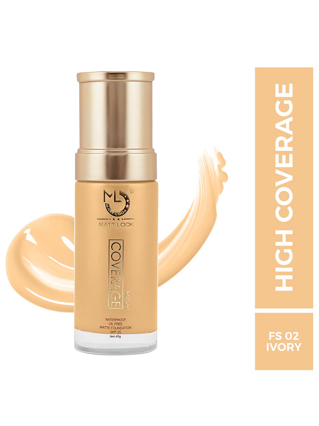 

MATTLOOK High Coverage Waterproof Oil Free Matte Foundation SPF 25 - Ivory, Cream