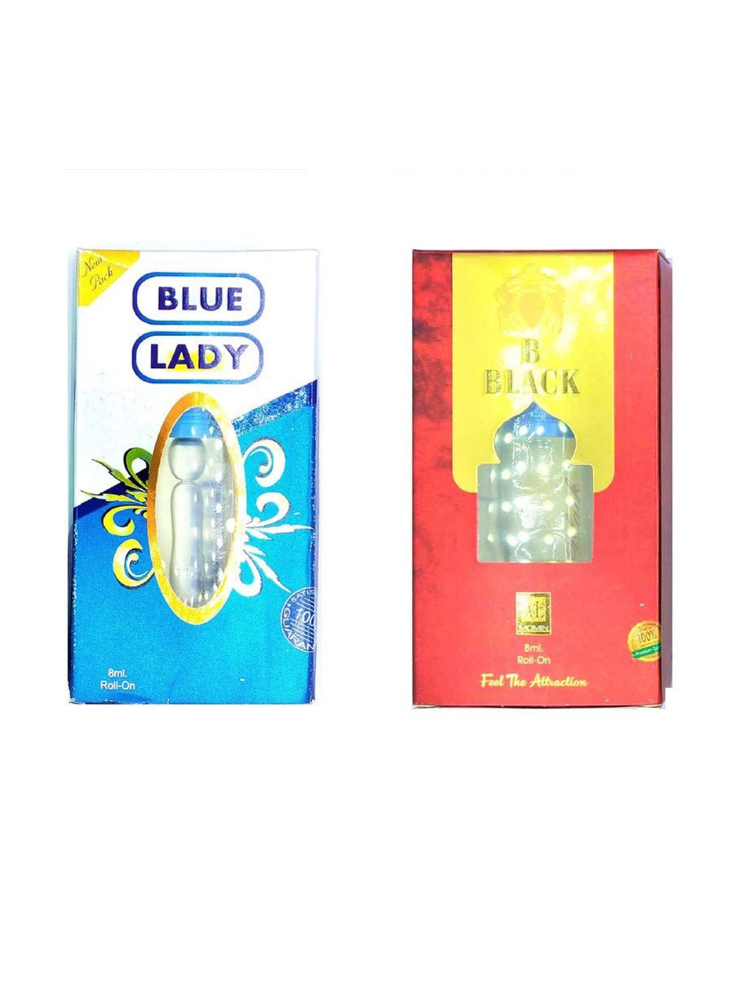 

RAVIOUR LIFESTYLE Set Of 2 B Black & Blue Lady Roll On Alcohol-Free Attar - 8 ml Each, Transparent