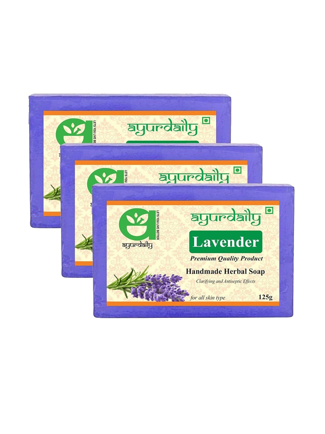 

Ayurdaily Setr Of 3 Natural Lavender Pure Glycerine Soaps - 125 g Each