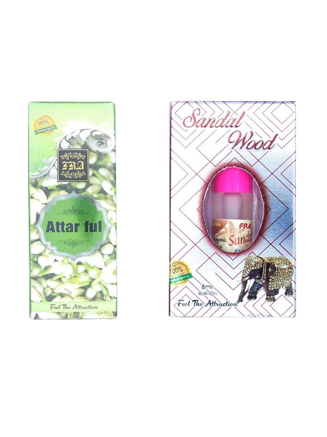 

RAVIOUR LIFESTYLE Feel The Attraction Set Of 2 Pure Attar Full & Sandal Wood Attar - 8 ml, Transparent