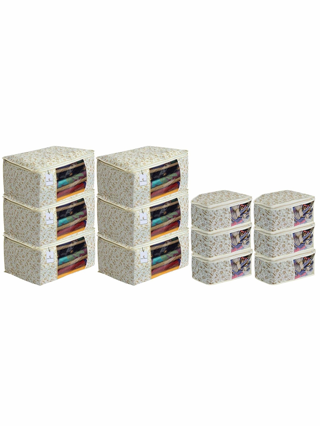 

Kuber Industries Brown 12 Pieces Printed Multi-Utility Organisers