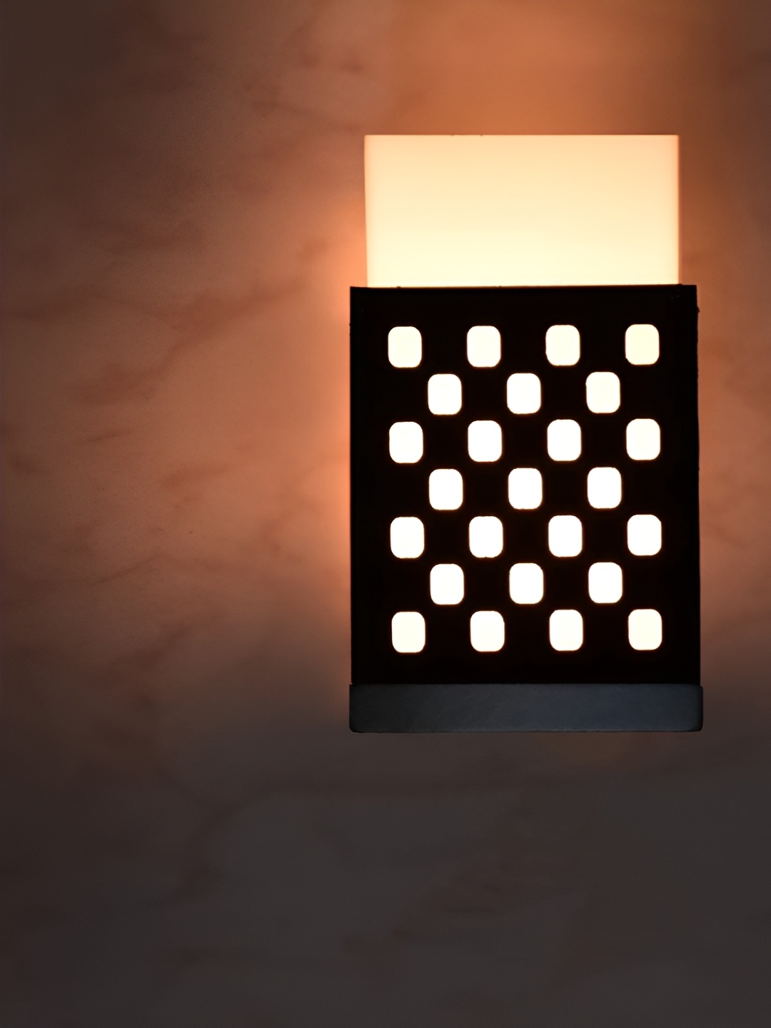 

Gojeeva Black & White Textured Wooden Square Shaped Wall Lamp
