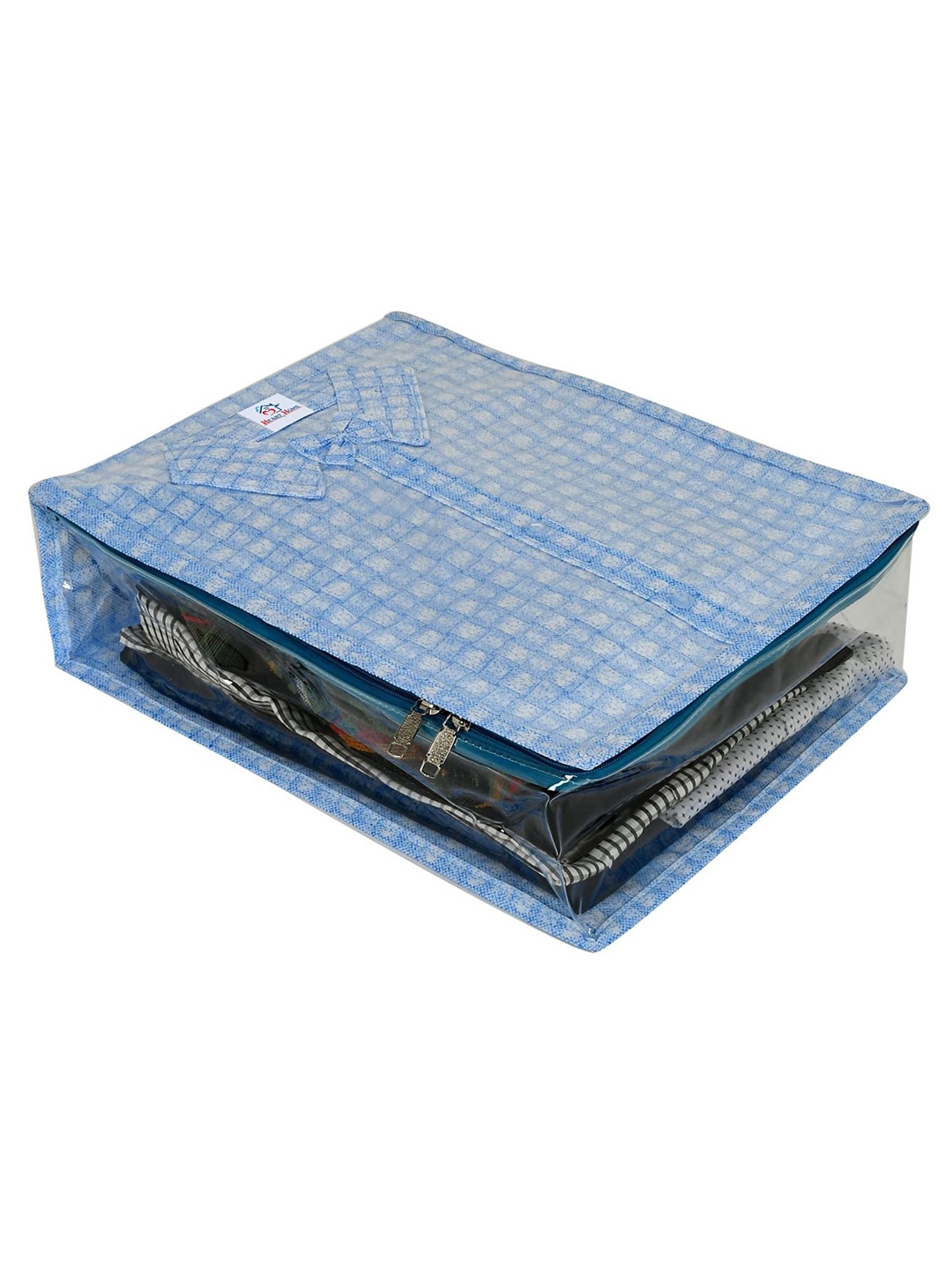 

Kuber Industries Blue Check Design Laminated Multi-Utility Organisers