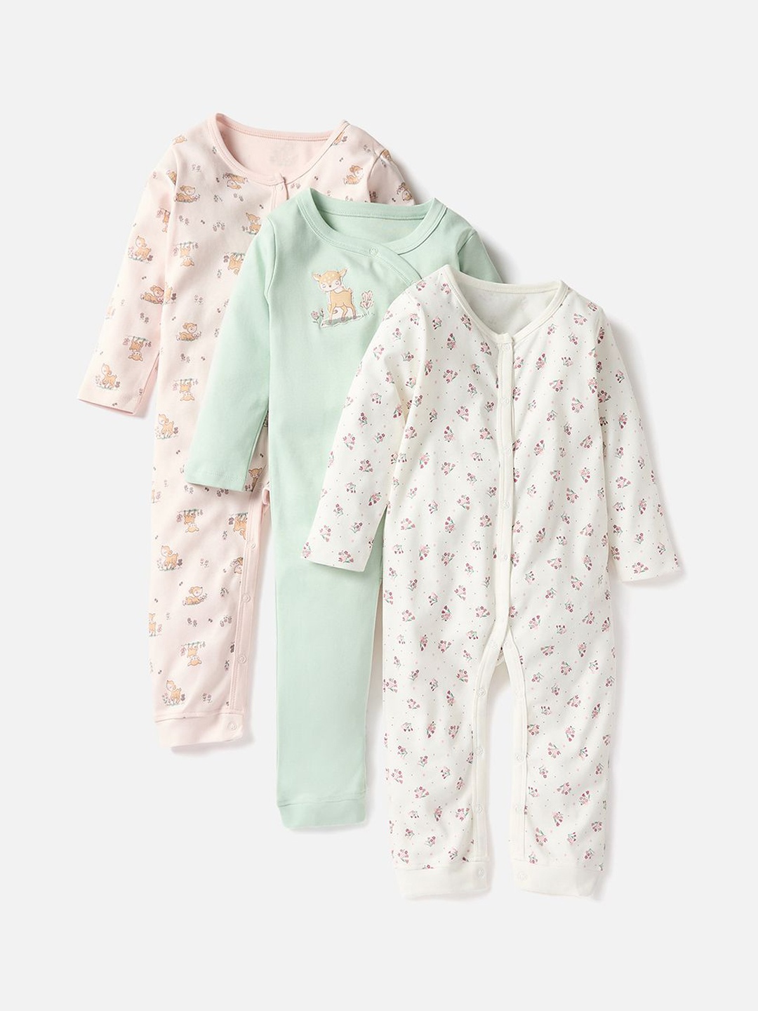 

Juniors by Babyshop Girls Pack of 3 Printed Sleepsuit, Pink