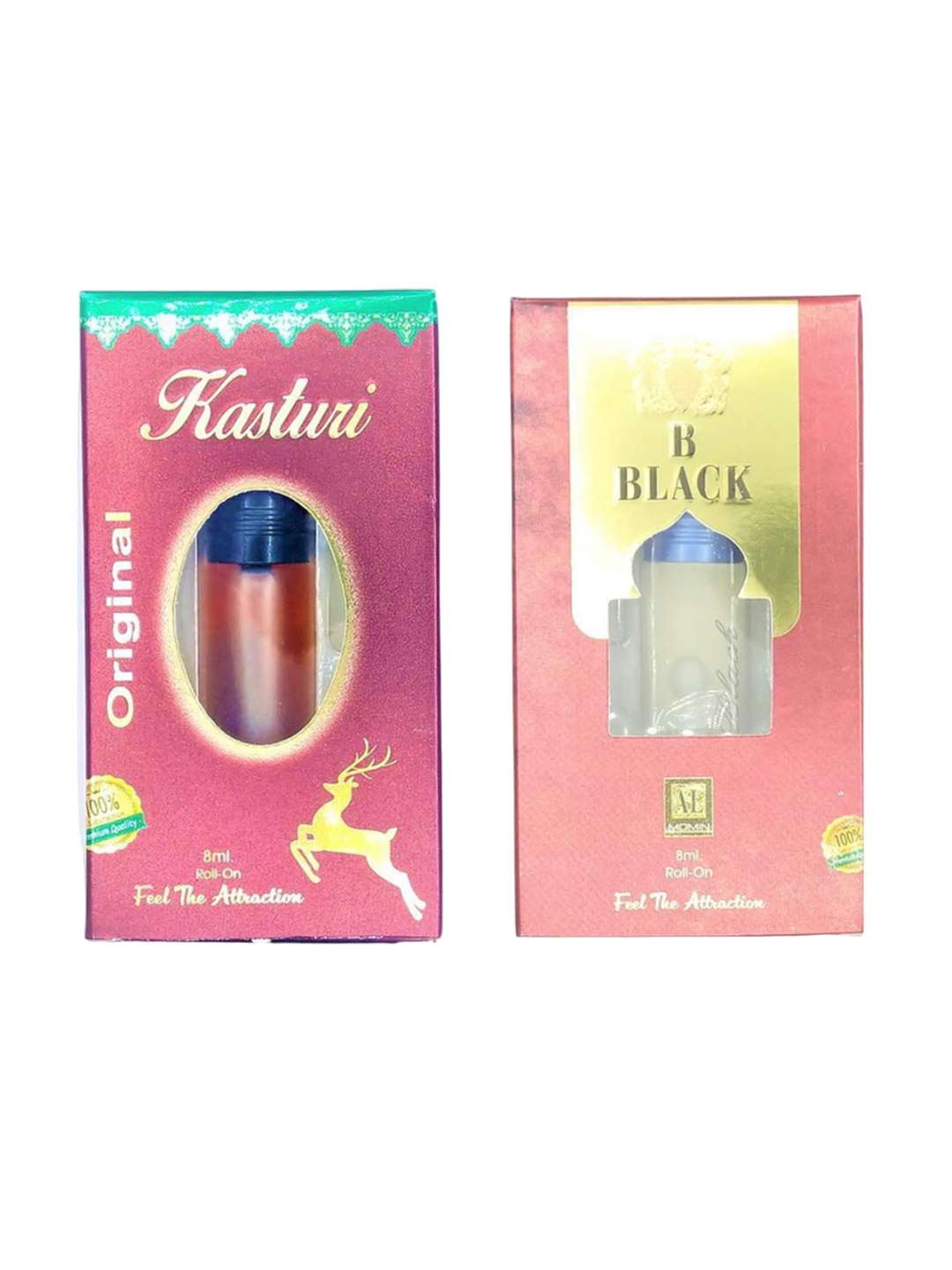 

RAVIOUR LIFESTYLE Set Of 2 B Black & Kasturi Alcohol Free Attar - 8ml Each, Transparent