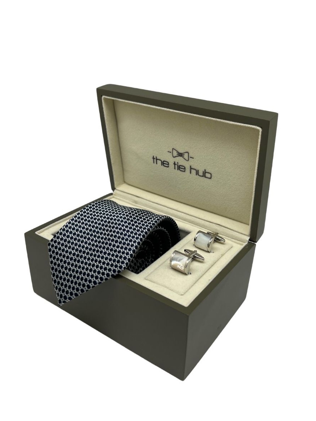 

The Tie Hub Men Accessory Gift Set of Tie, Cufflinks Comes with a box, Navy blue