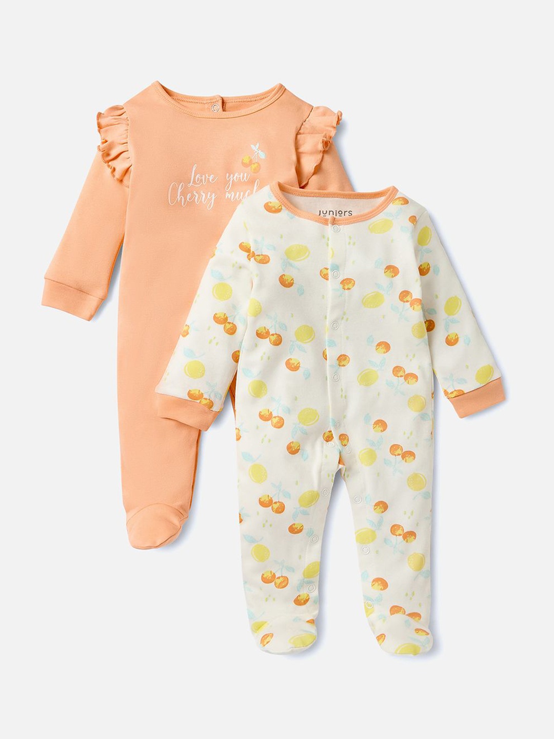 

Juniors by Babyshop Girls Pack of 2 Printed Cotton Sleepsuit, White