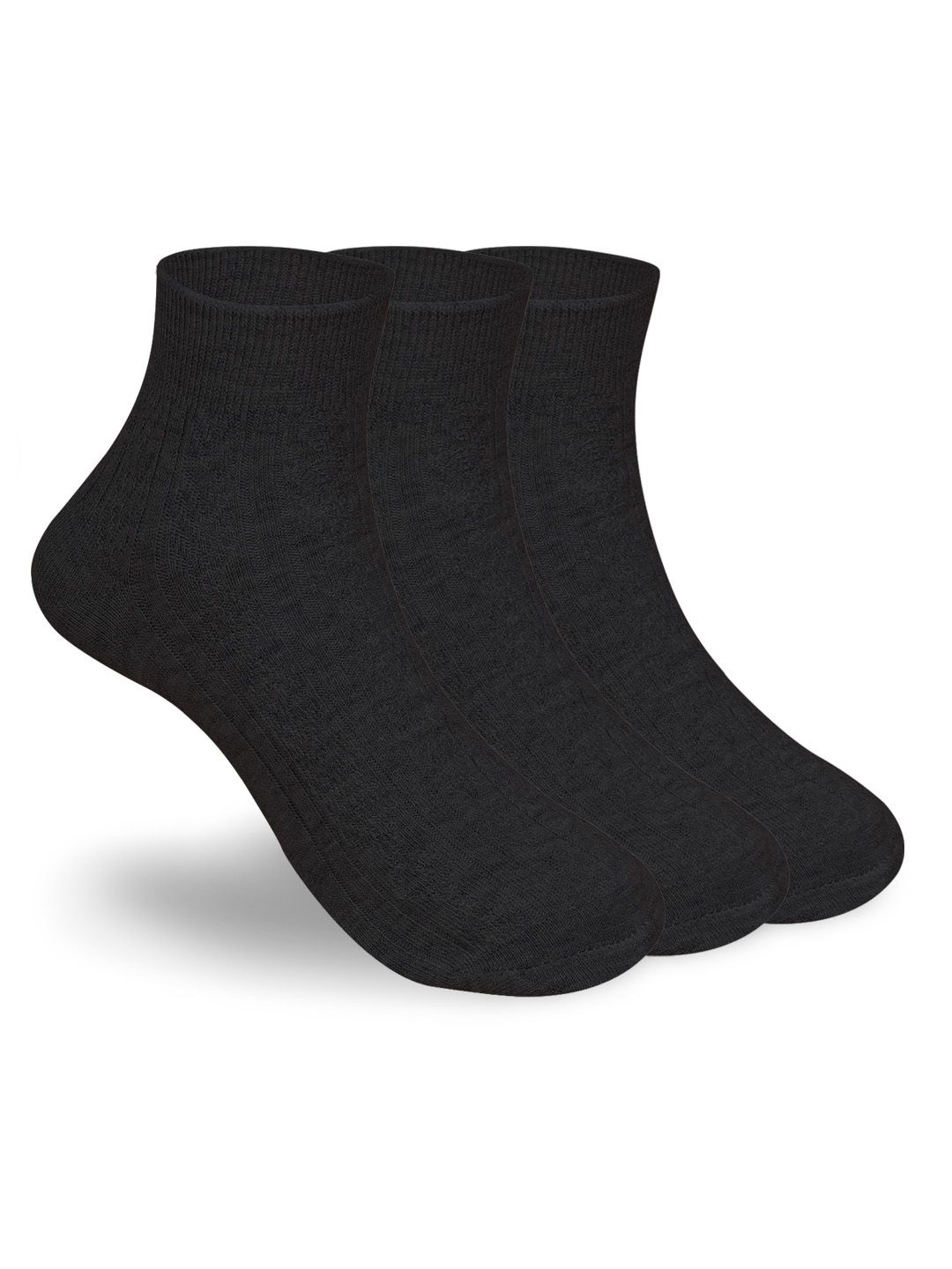 

FOOTPRINTS Pack Of 3 Self-Design Ankle-Length Socks, Black
