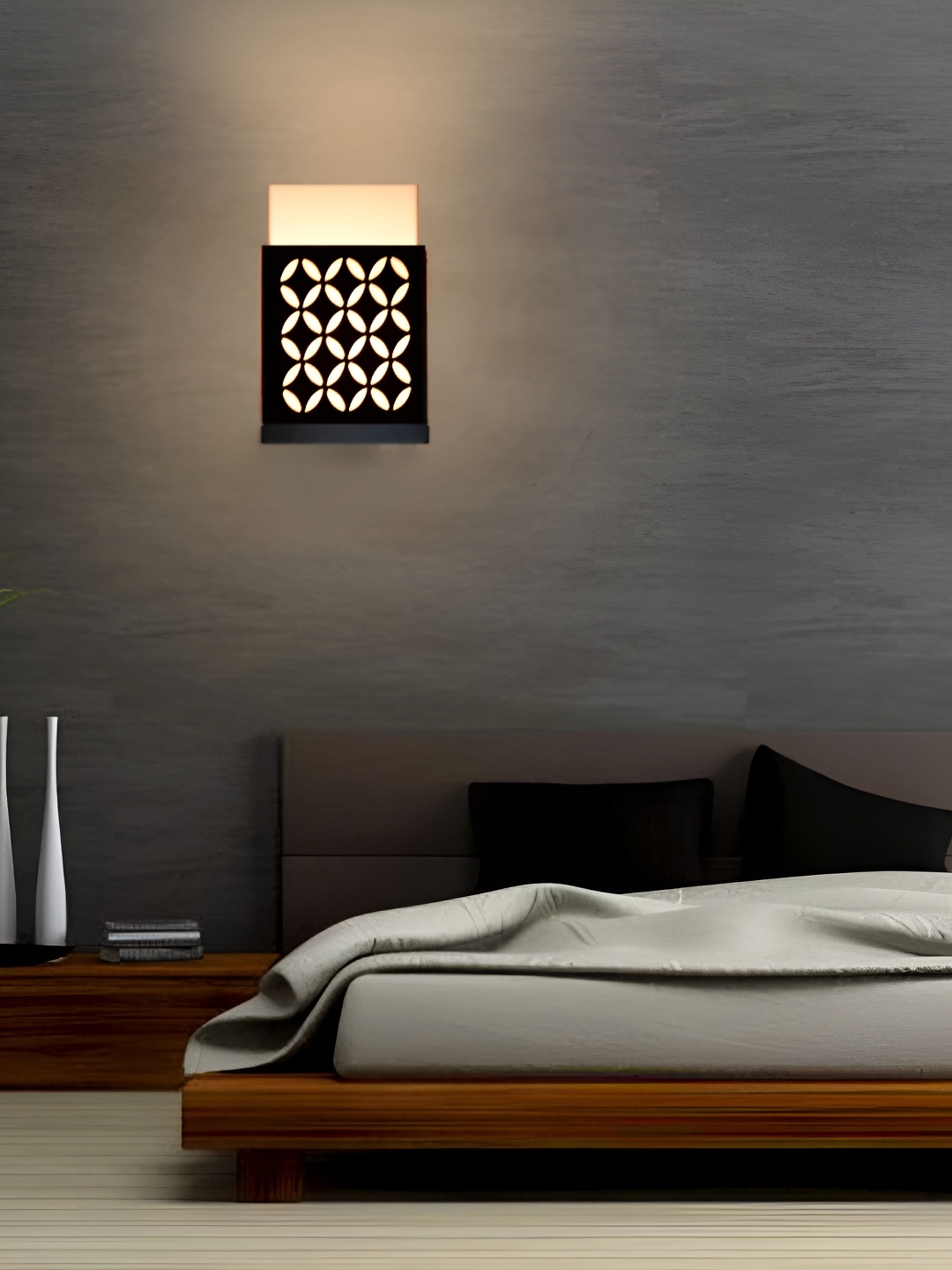 

Gojeeva Black Textured Wooden Square Shaped Wall Lamps