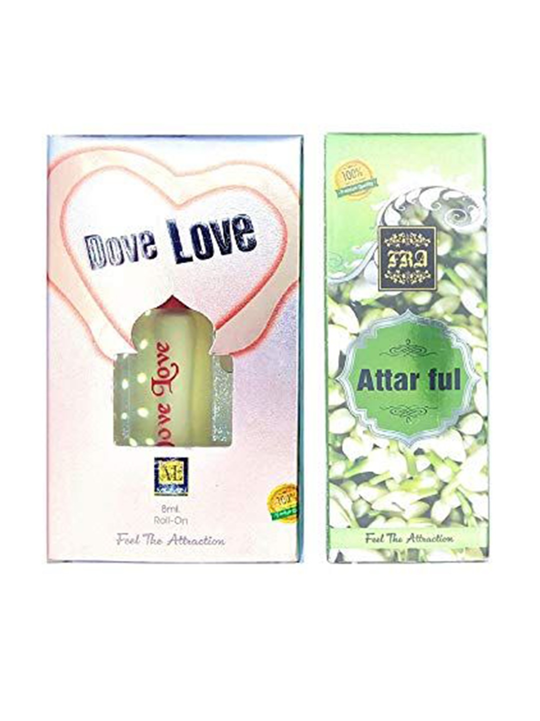 

RAVIOUR LIFESTYLE Feel The Attraction Set Of 2 Dove Love & Full Attar- 8 ml Each, Transparent