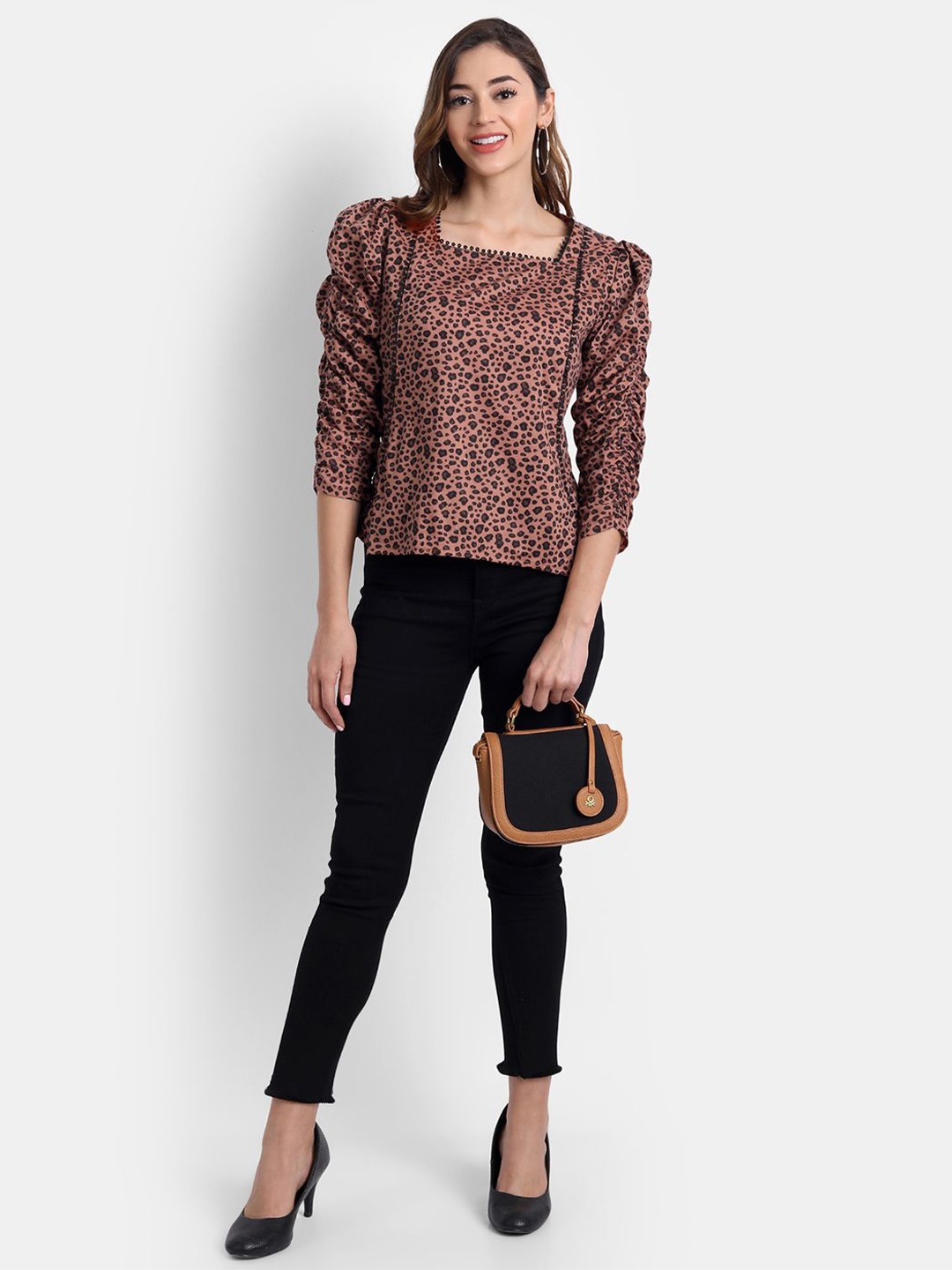 

SAHASIKA Women Animal Printed Cotton Top, Rust