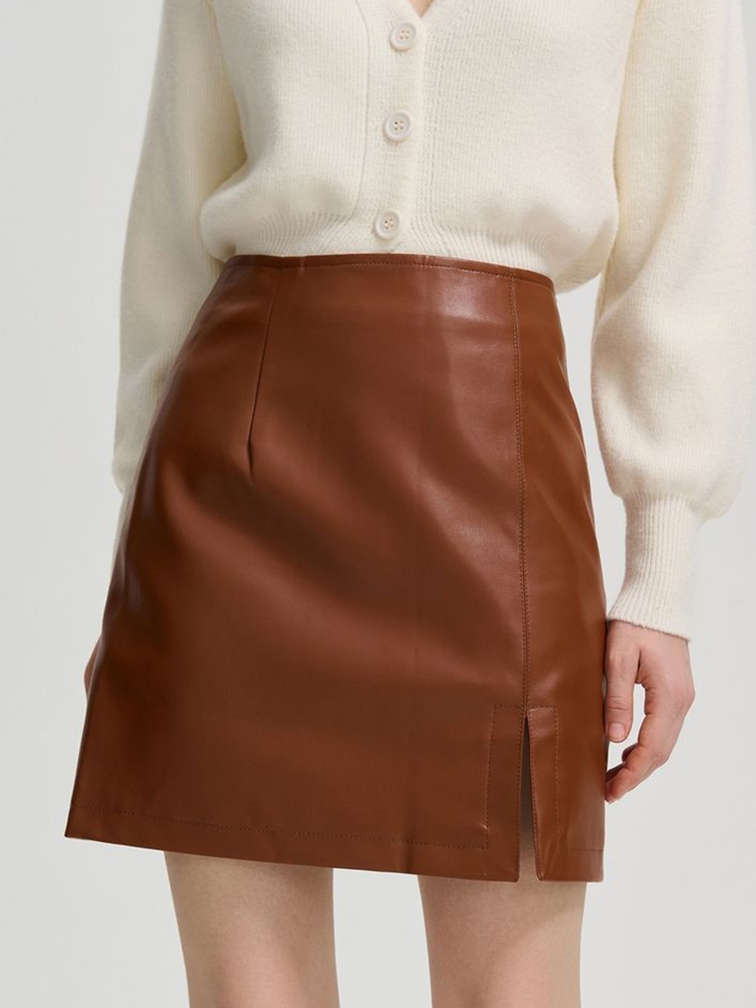 

LULU & SKY Women A-Line Mini Skirts, Camel brown