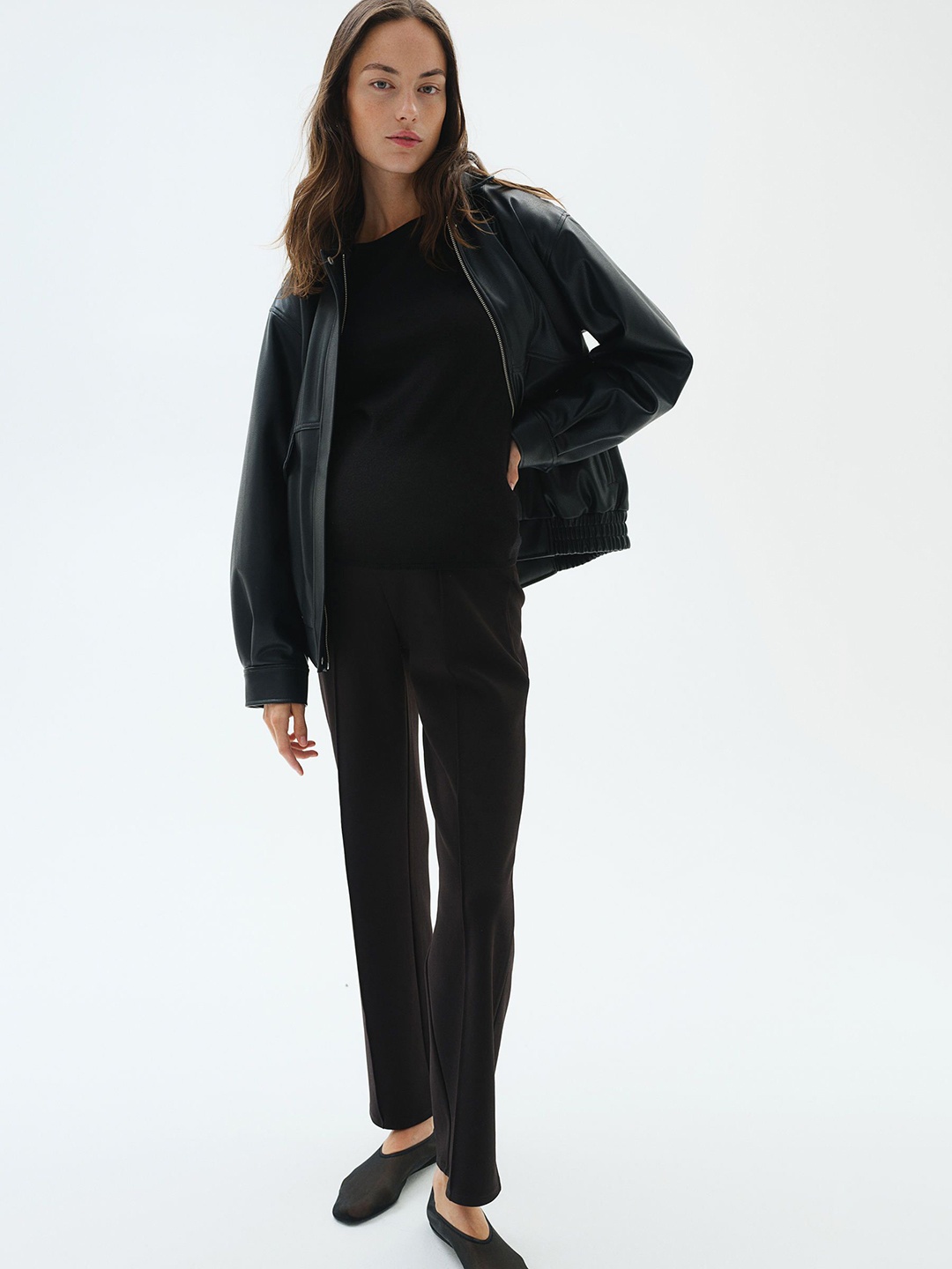 

H&M Mama Crease-Front Trouser, Black