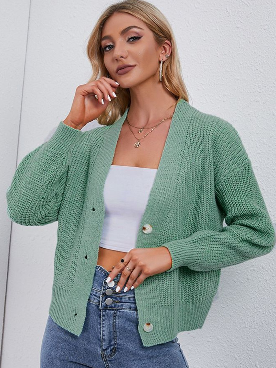 

LULU & SKY Women Cardigan, Green