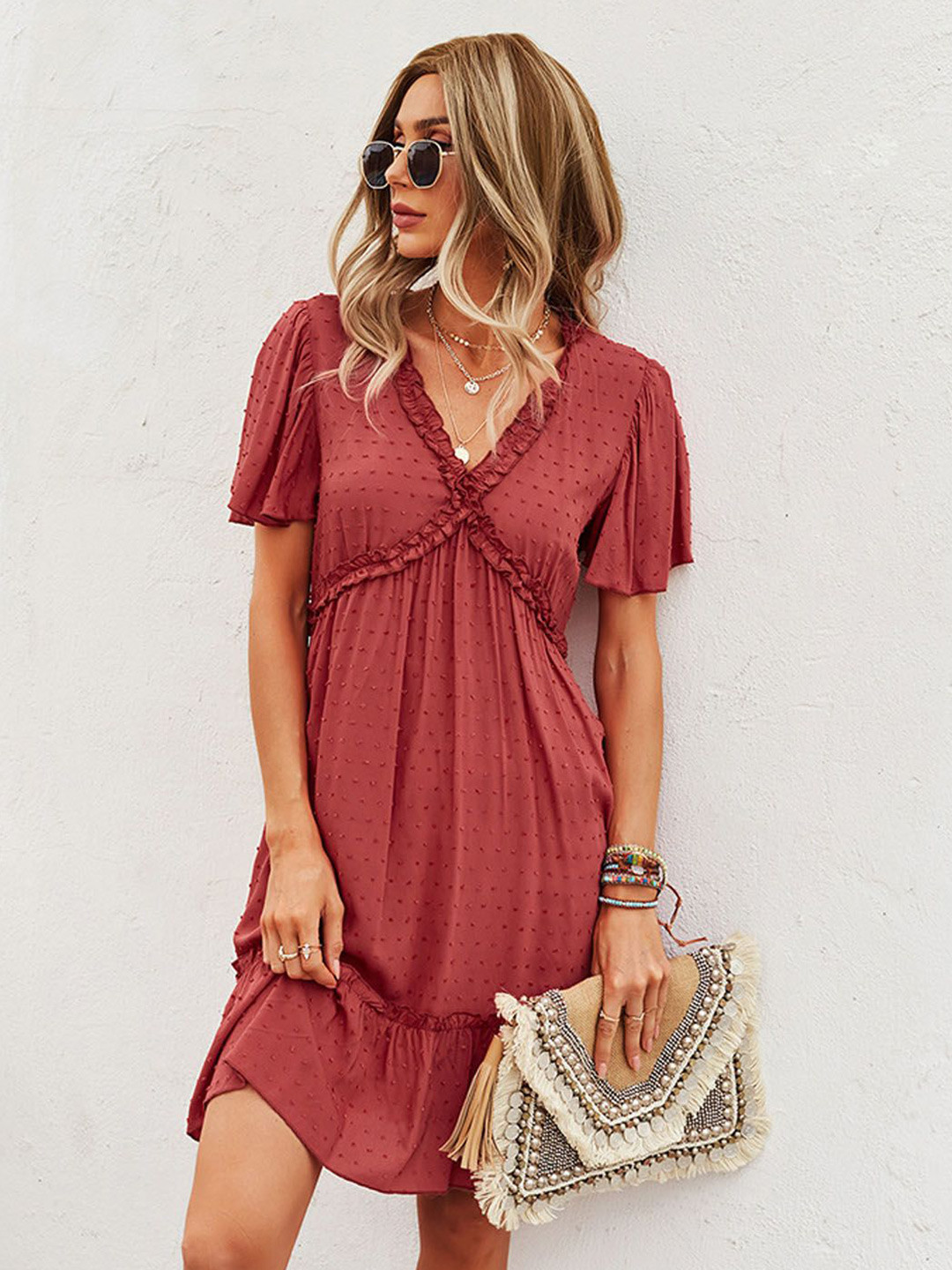 

StyleCast Women Self Design A-Line Dress, Red