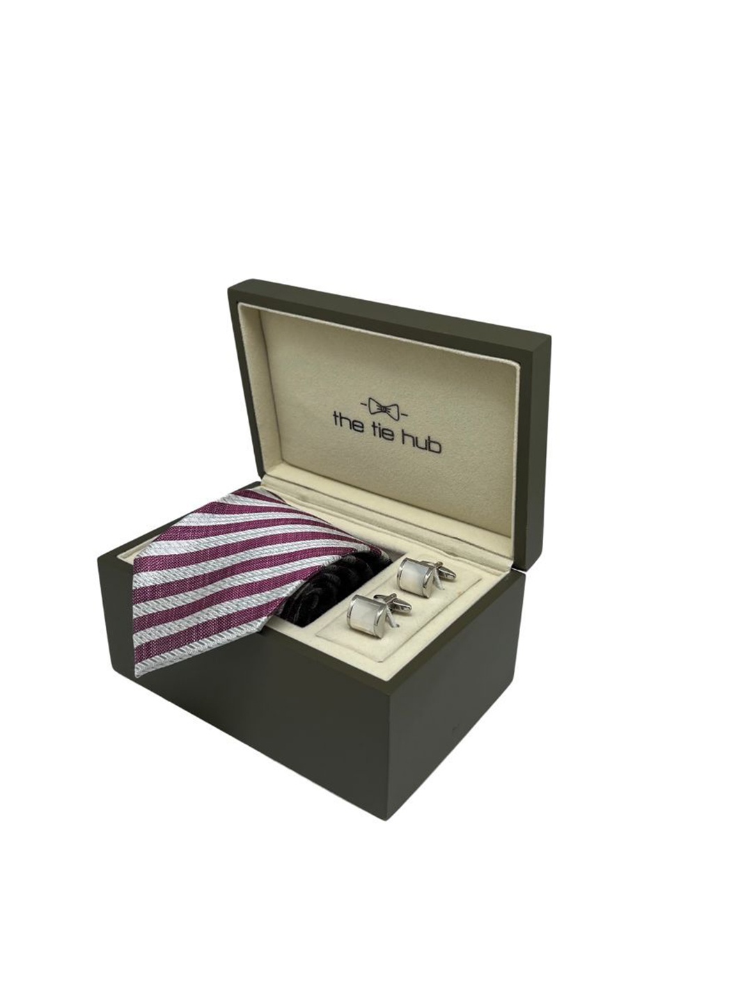 

The Tie Hub Men Accessory Gift Set of Tie, Cufflinks Comes with a box, Pink