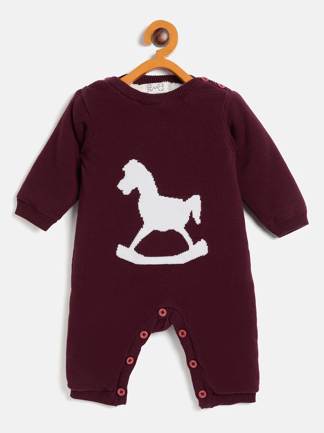 

JWAAQ Kids Printed Cotton Winter Rompers, Maroon