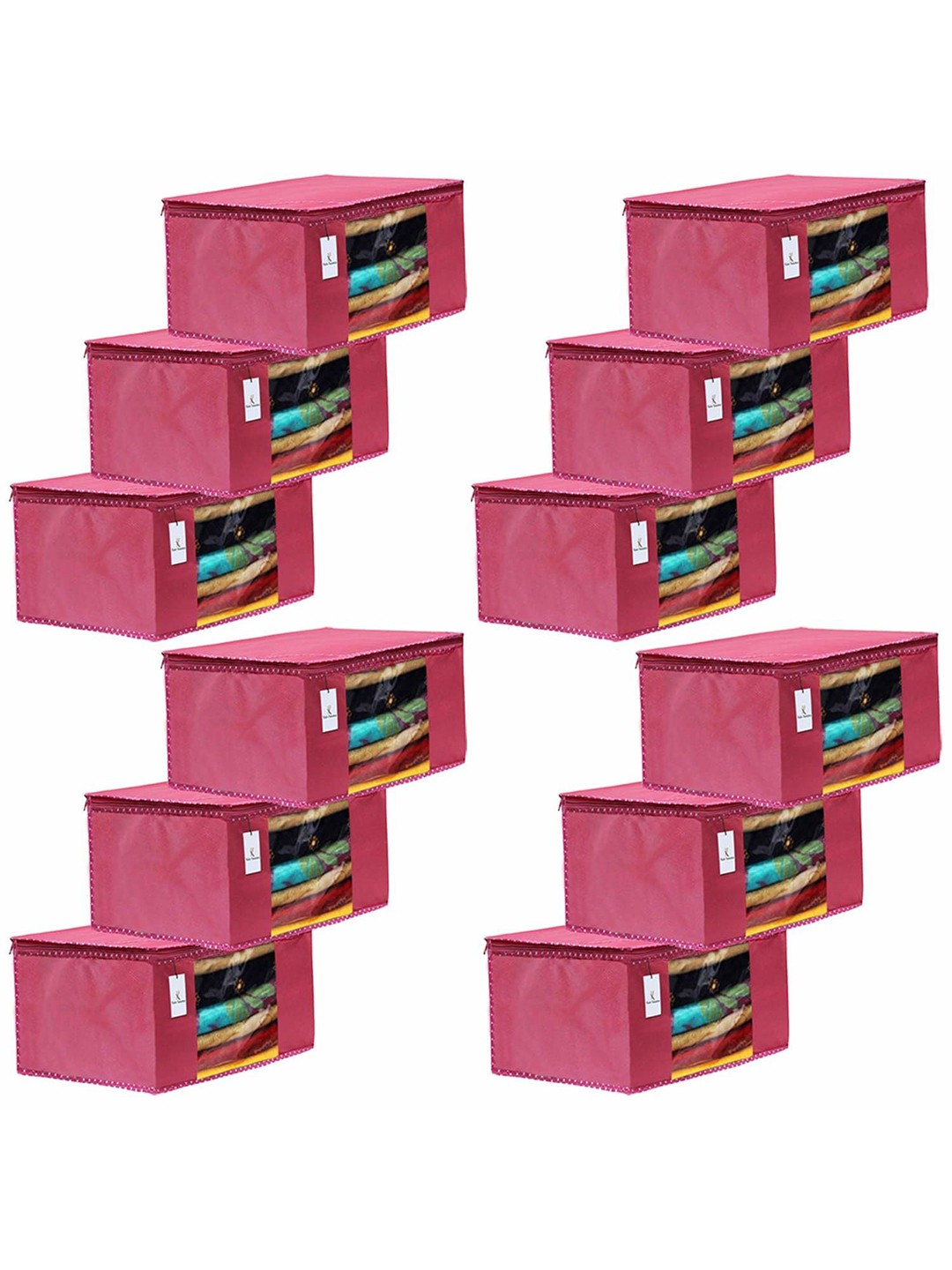 

Kuber Industries Pink 12 Pieces Multi-Utility Organisers