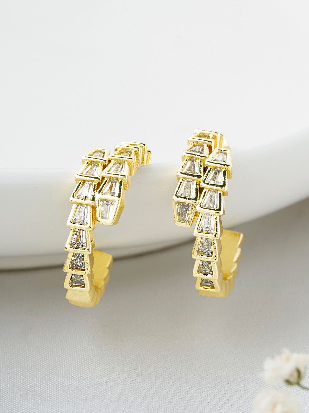 

JOKER & WITCH Gold-Plated Stone Studded Classic Hoop Earrings