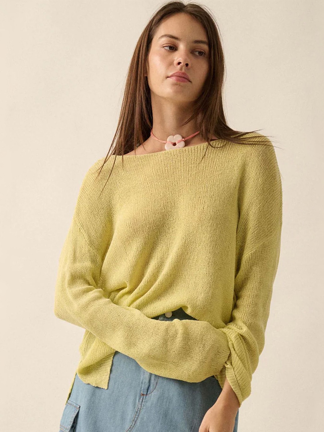 

LULU & SKY Women Boat Neck Cotton Top, Yellow