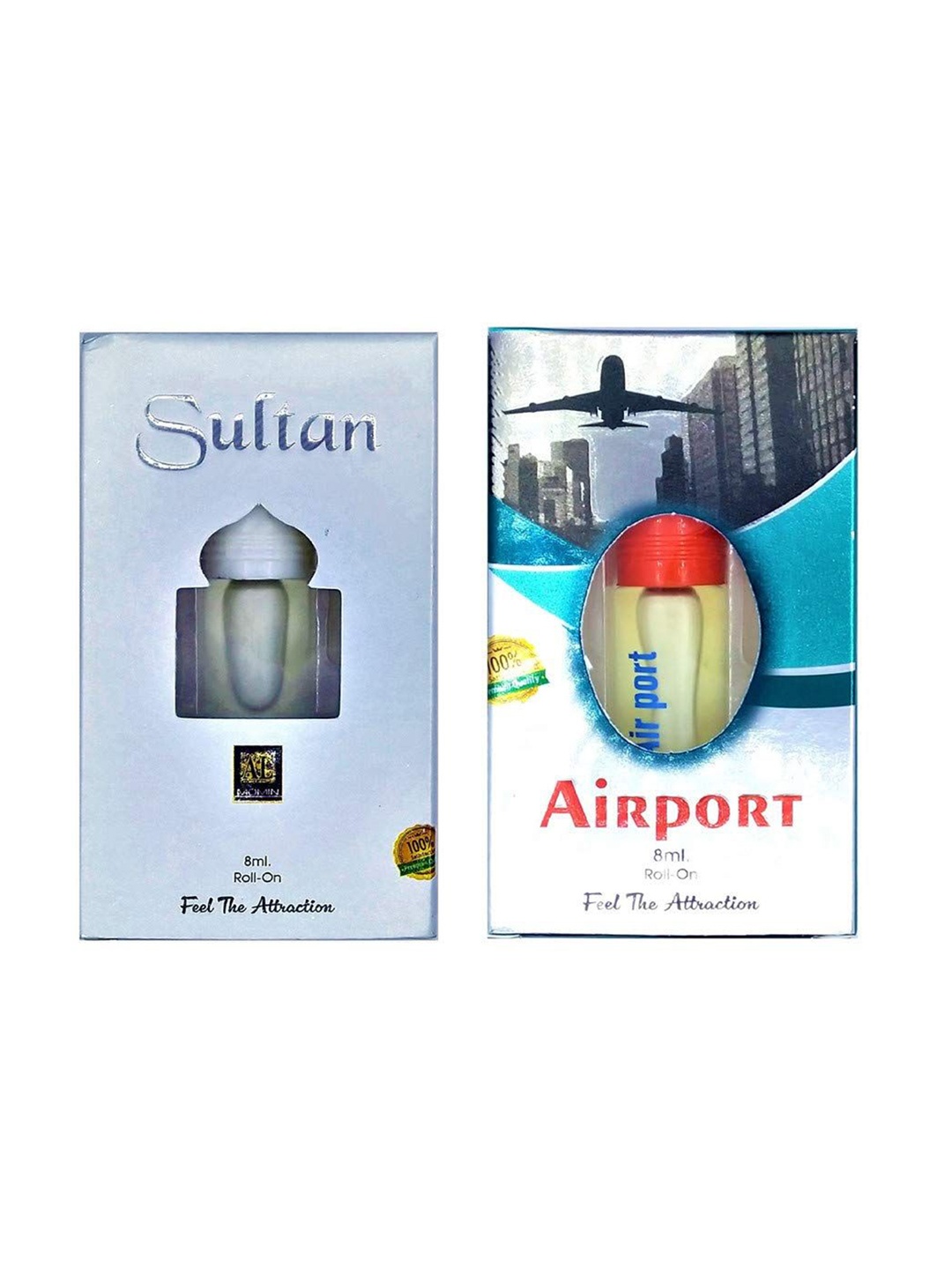 

RAVIOUR LIFESTYLE Set Of 2 Airport & Sultan Roll On Attar - 8ml Each, Transparent