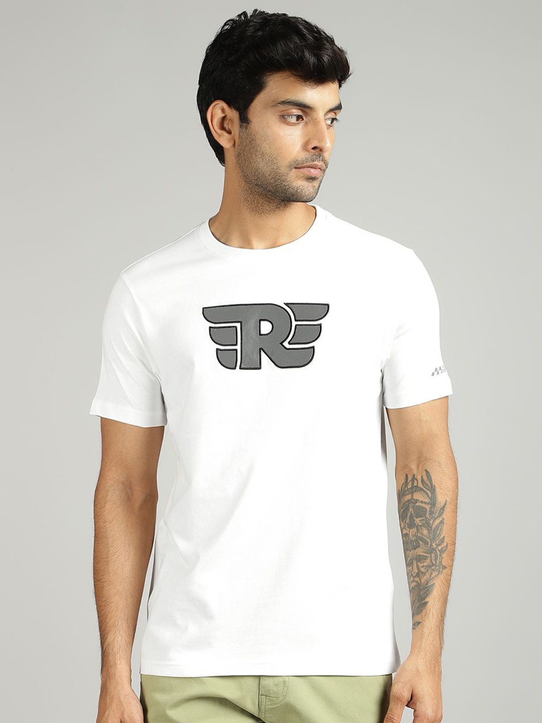 

Royal Enfield Men Typography Printed Round Neck Cotton T-shirt, White