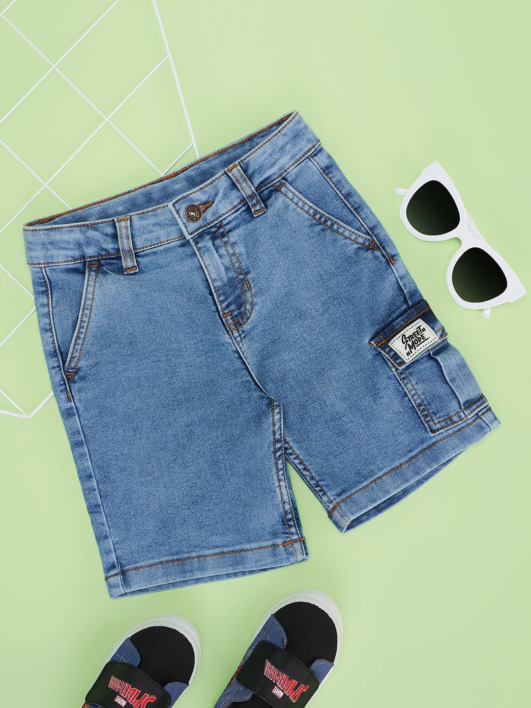 

Pantaloons Junior Boys Cotton Regular Fit Denim Shorts, Blue
