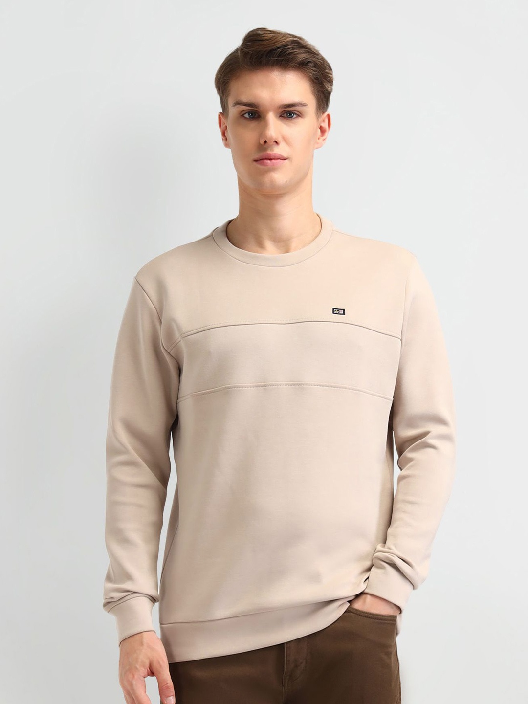 

Arrow Sport Men Round Neck Long Sleeves Cotton Sweatshirt, Beige