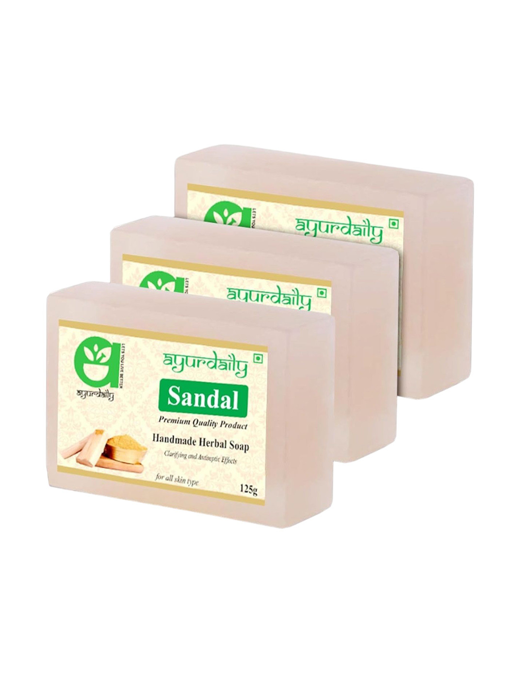 

Ayurdaily Set Of 3 Natural Sandal Soap- 125 g Each, Multi
