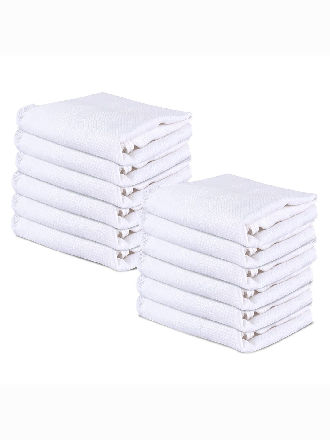 

Kuber Industries White 12 Pieces Cotton 210 GSM Face Towels