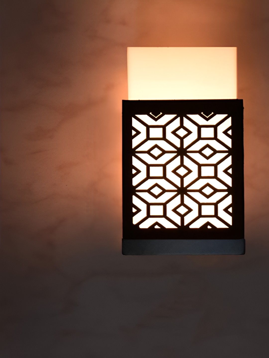 

Gojeeva Black Wood Square Shaped Textured Contemporary Wall Lamp