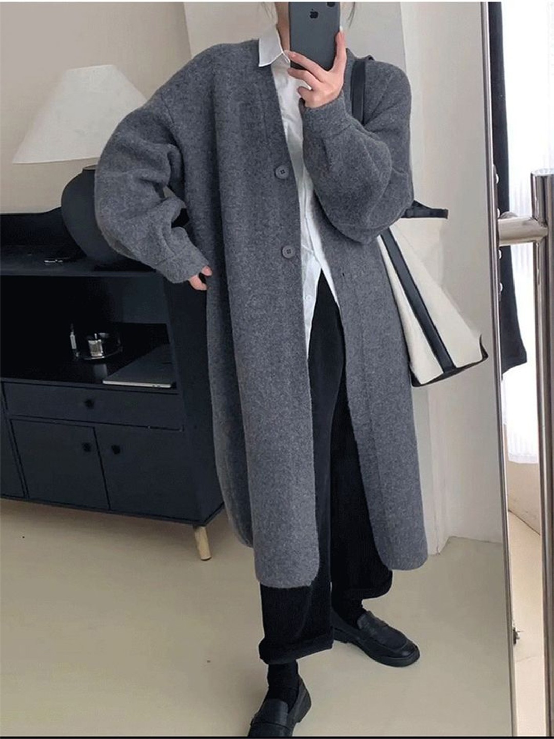 

LULU & SKY Women Long Sleeves Longline Cardigan, Grey