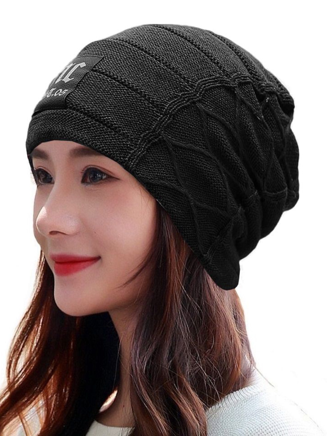 

Alexvyan Women Self Design Beanie, Black