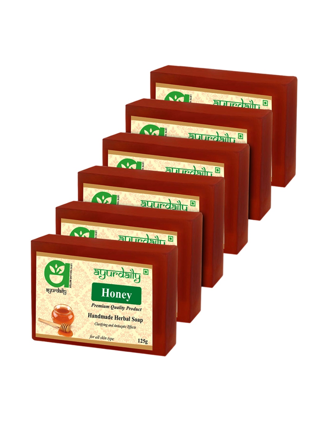 

Ayurdaily Set Of 6 Natural Honey Glycerin Herbal Soap - 125 g Each, Red