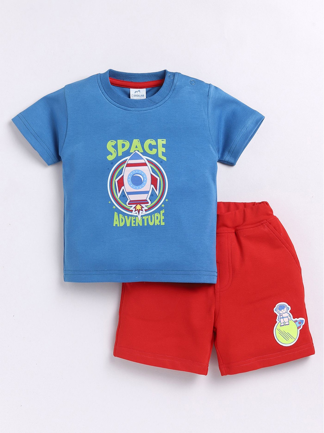 

Dollar Boys Printed Round Neck Short Sleeves T-Shirt With Shorts, Blue