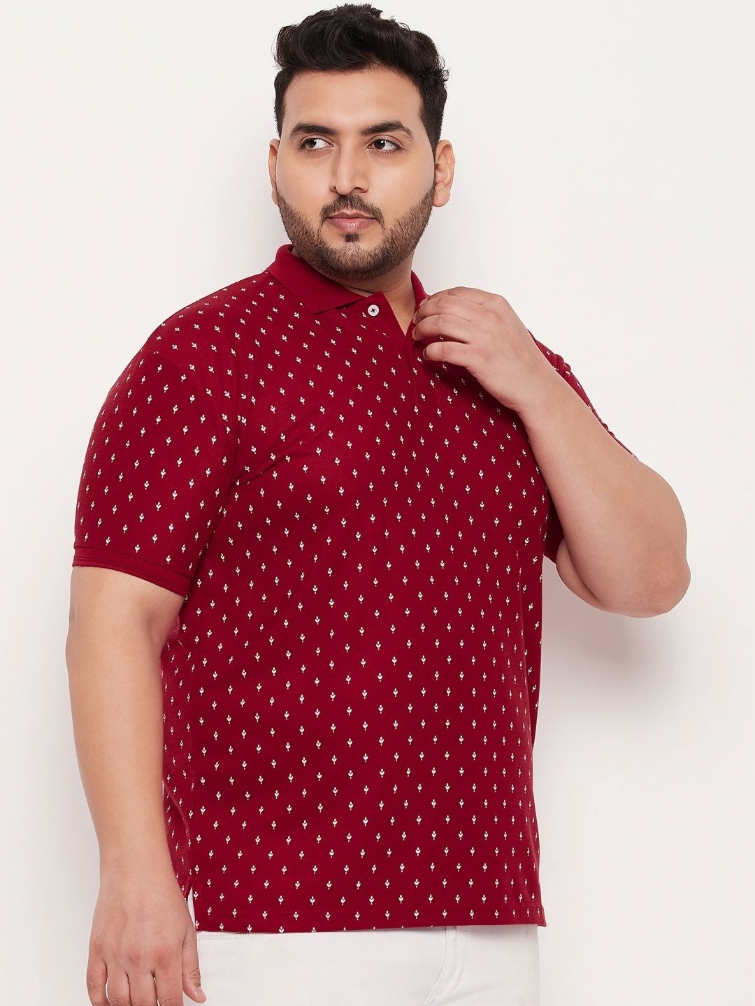 

GET GOLF Men Plus Size Graphic Printed Polo Collar Cotton T-shirt, Maroon