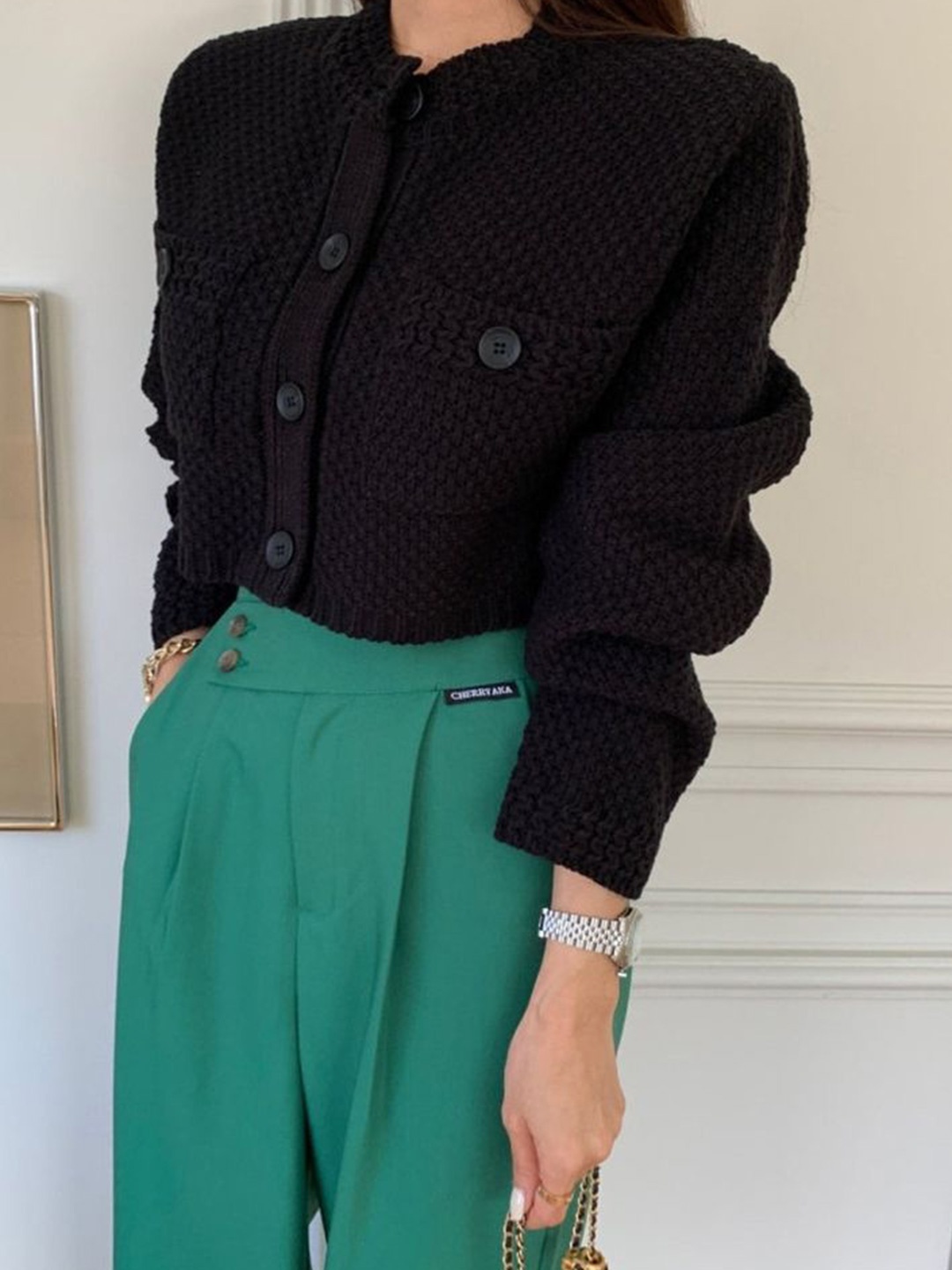 

LULU & SKY Women Knitted Cardigan, Black