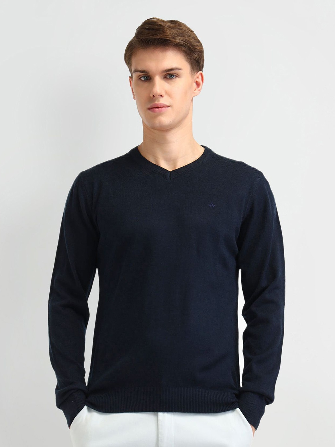 

Arrow Men Full Sleeves V-Neck Cotton Pullover, Blue