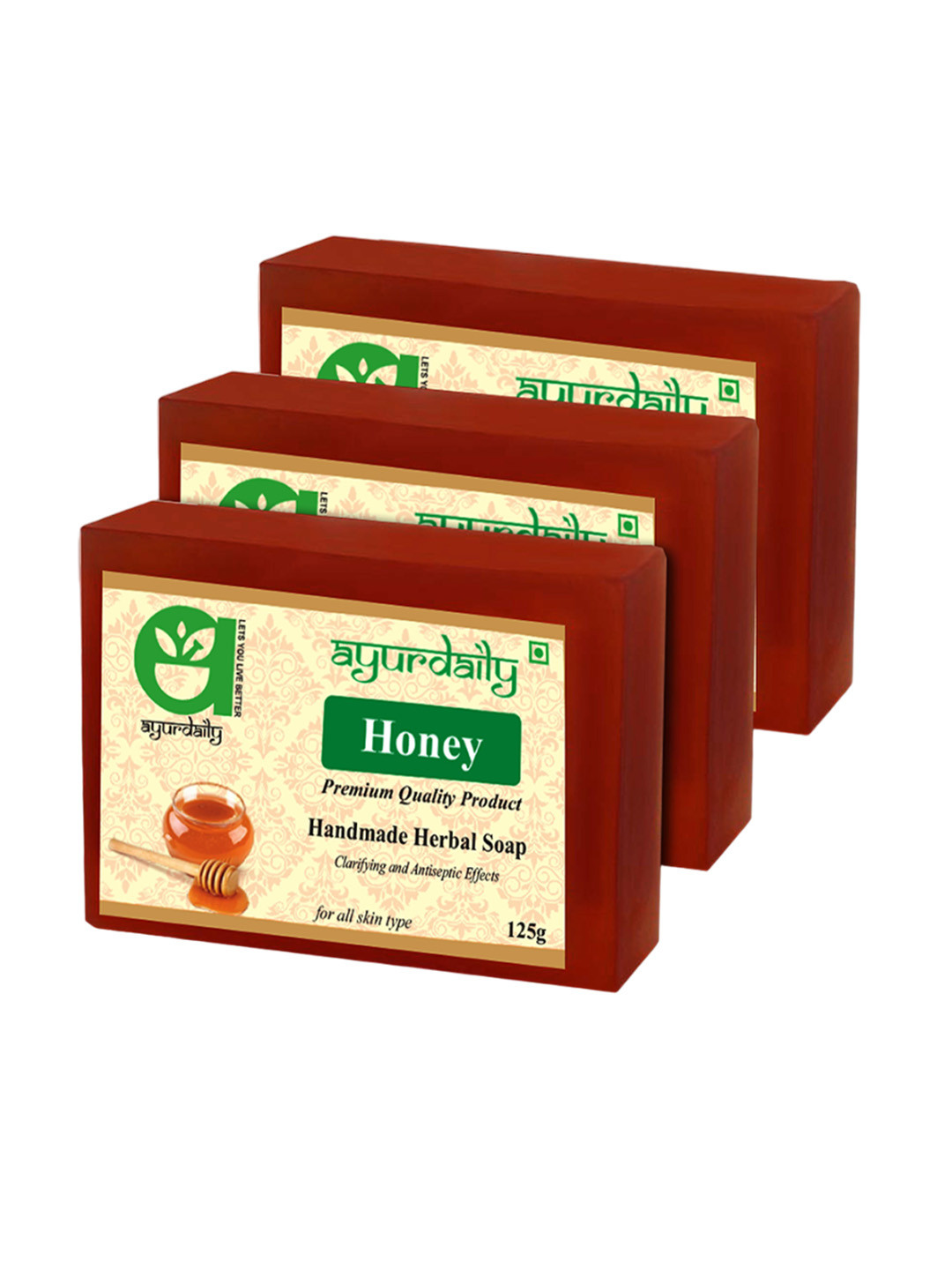 

Ayurdaily Set Of 3 Natural Honey Soap- 125g Each, Brown