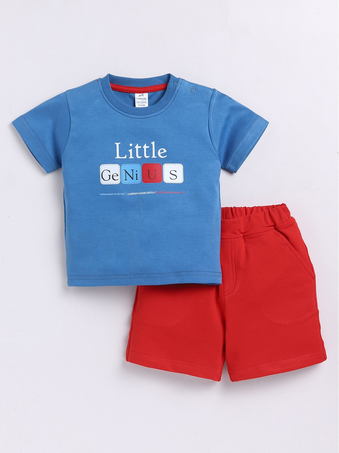 

Dollar Boys Round Neck Printed T-shirt with Shorts, Blue
