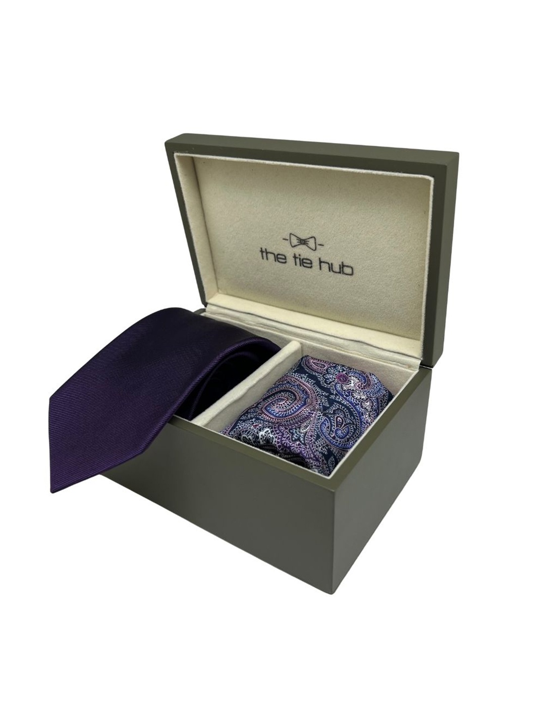

The Tie Hub Men Tie, Cufflinks, Pocket Square Accessory Gift, Purple