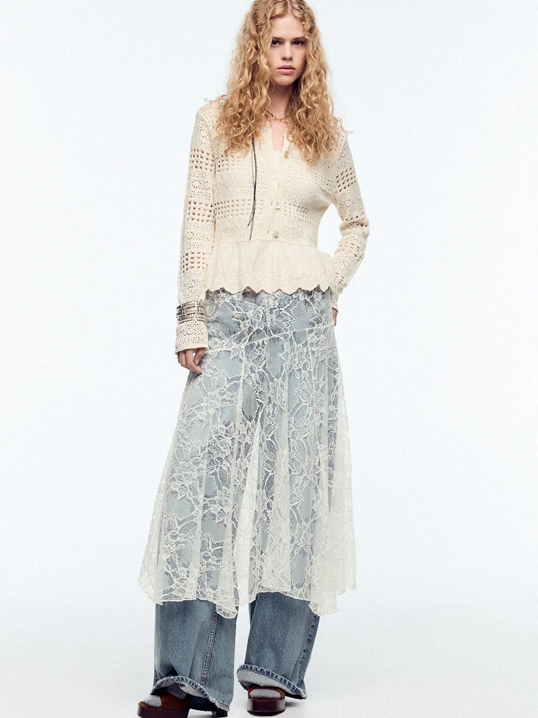 

LULU & SKY Women Round Neck Long Sleeves Cardigan, Off white