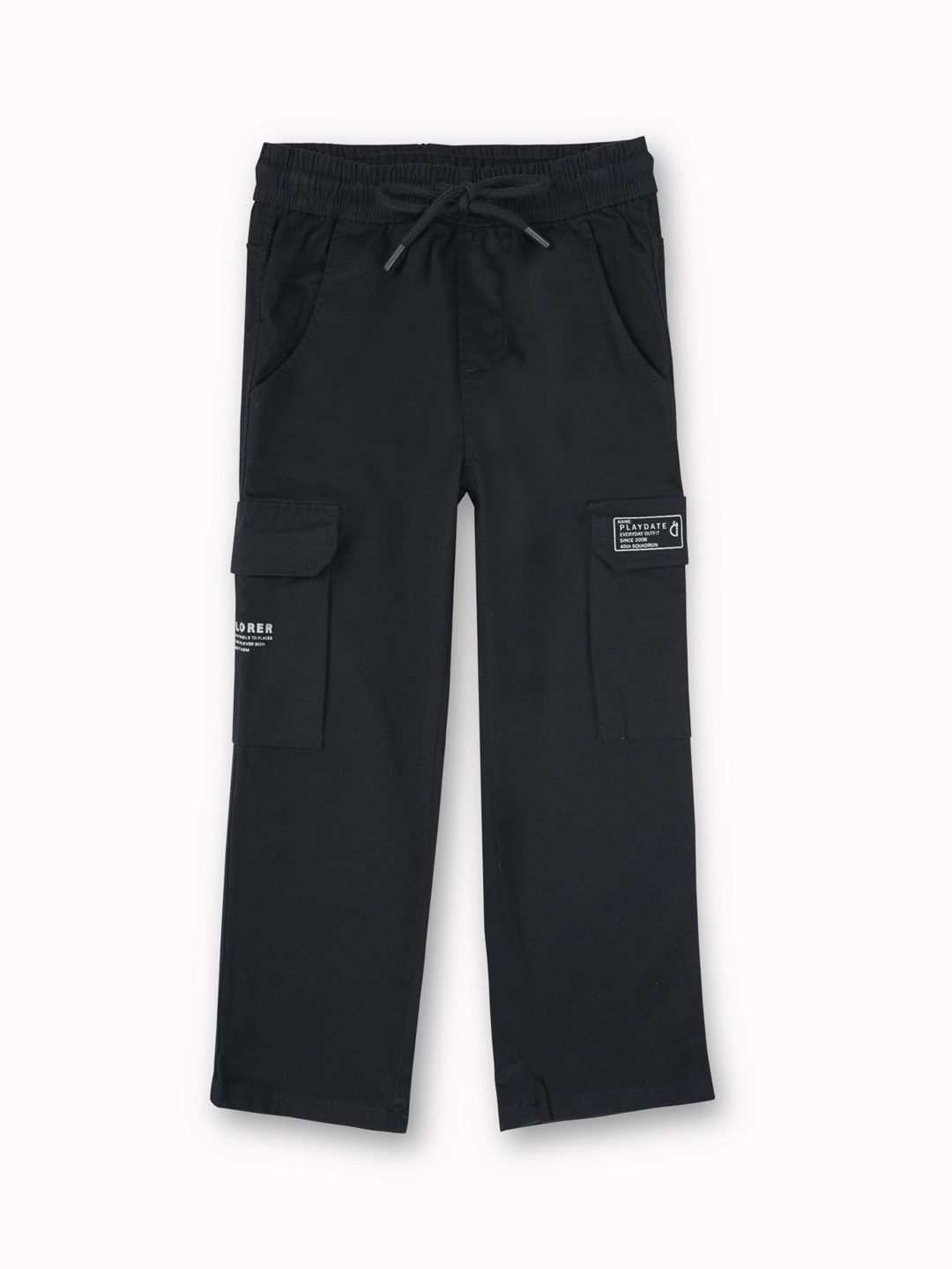 

Gini and Jony Boys Cotton Printed Comfort Cargos Trousers, Black